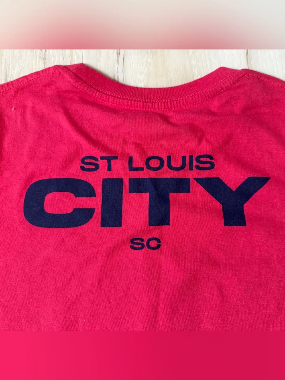 Stl City Soccer ⚽️ Red /pink Kids Logo Tee- medium 10 -12